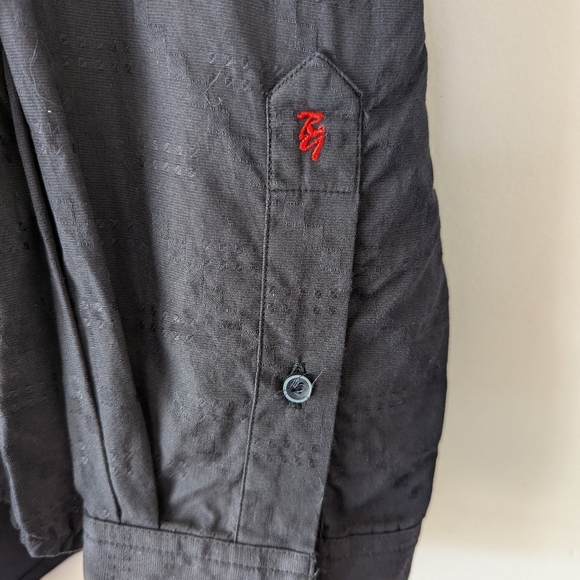 Robert Graham Rolled Cuffs Collar Black Cotton Silk Mens Size L Buttondown shirt - Picture 9 of 13